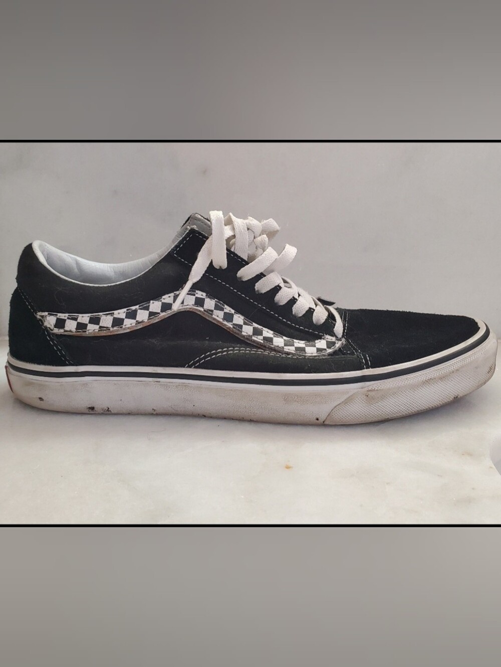 Vans Old Skool Checker Sidestripe Low Top Black Sneakers Men 10.5 Women 12